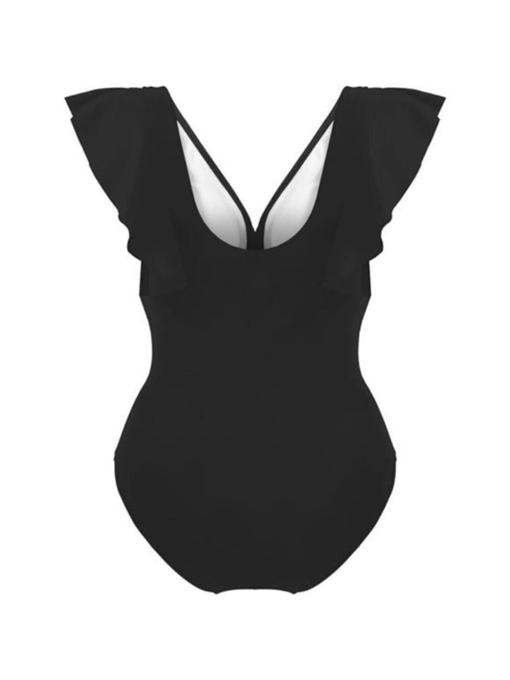 Women's One Piece Swimsuits Tummy Control Ruffle Sleeve Mesh Swimsuit - Picture 6 of 7